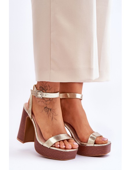 Leather Sandals On A Chunky Platform gold Marina