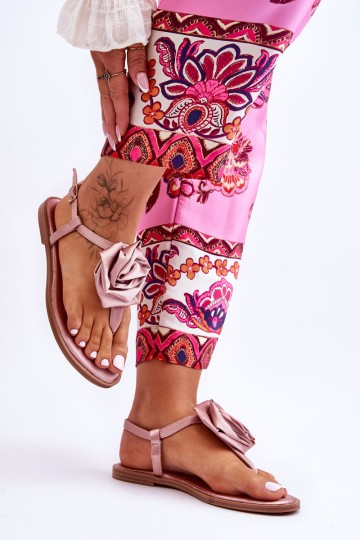 Women's Flip Flops With Fabric Rose Nude Carisma