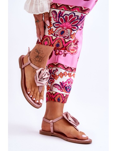 Women's Flip Flops With Fabric Rose Nude Carisma