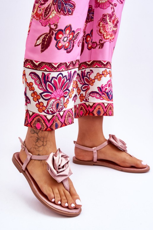 Women's Flip Flops With Fabric Rose Nude Carisma