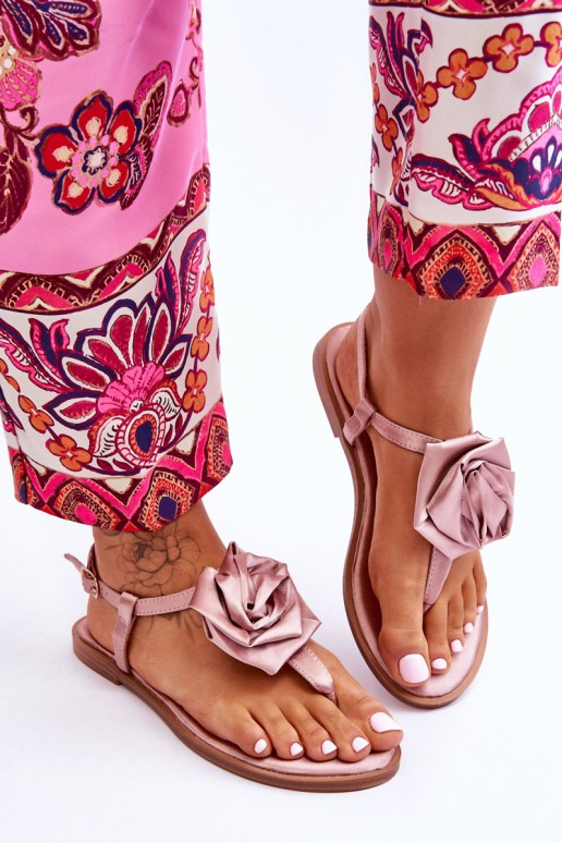 Women's Flip Flops With Fabric Rose Nude Carisma