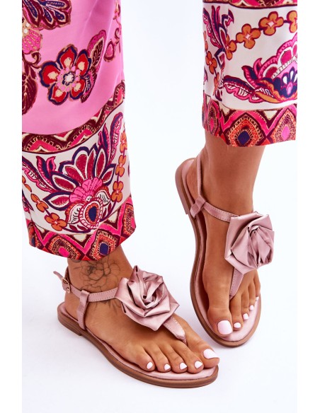 Women's Flip Flops With Fabric Rose Nude Carisma
