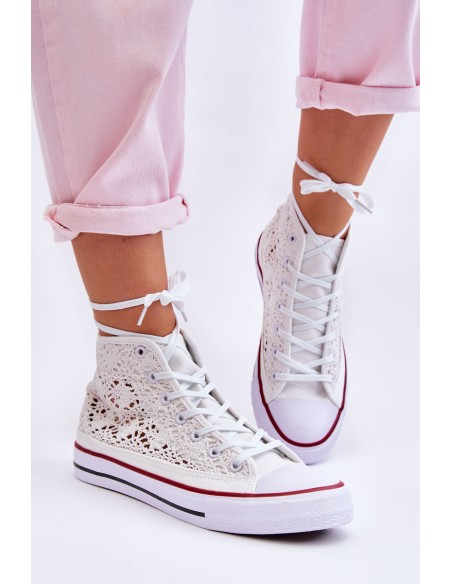 Women's Lace High Sneakers White Cornella