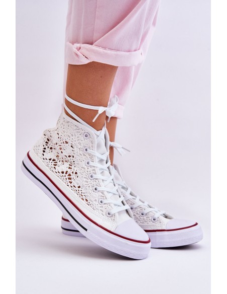 Women's Lace High Sneakers White Cornella