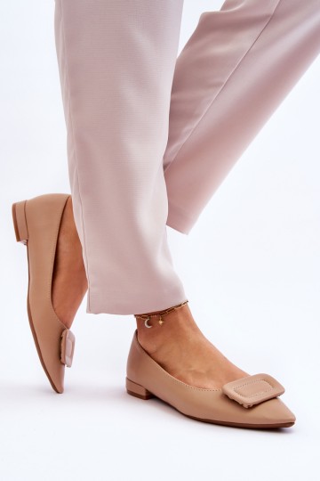 Classic Ballerinas With Decoration Beige Rivea 2