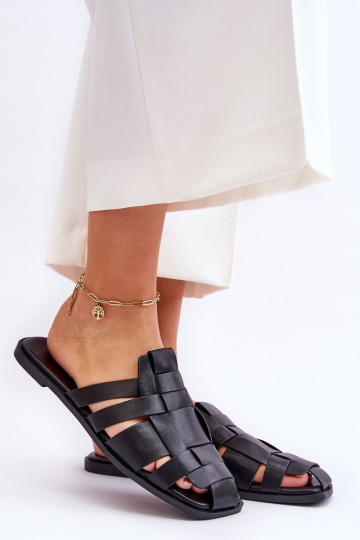 Women's Striped Slippers Black Reyna 2