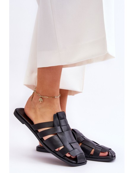 Women's Striped Slippers Black Reyna