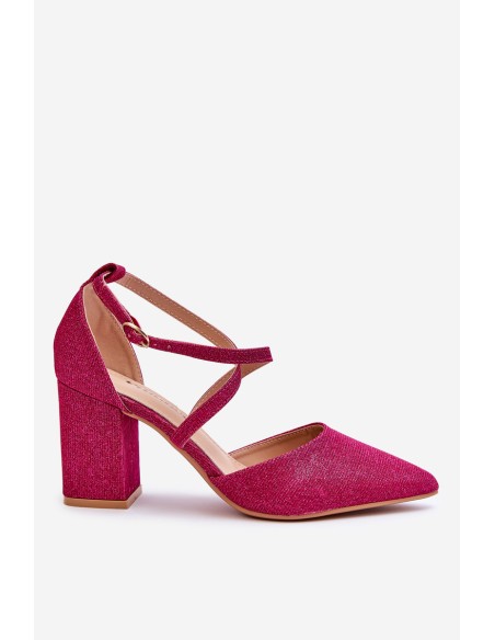 Fashionable Glitter Pumps On Heel Fuchsia Galaxy