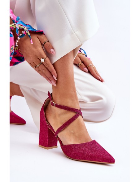 Fashionable Glitter Pumps On Heel Fuchsia Galaxy
