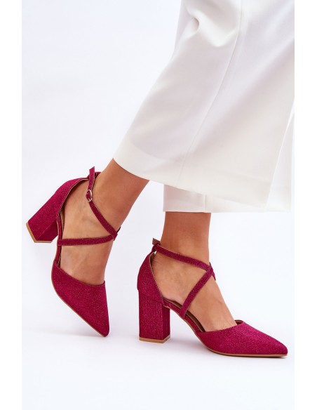 Fashionable Glitter Pumps On Heel Fuchsia Galaxy