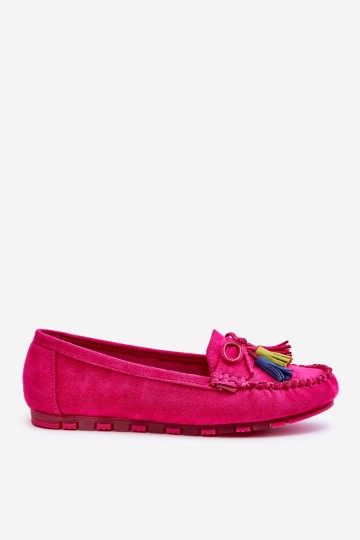 Suede Loafers With Bow And Fringes Fuchsia Dorine 2