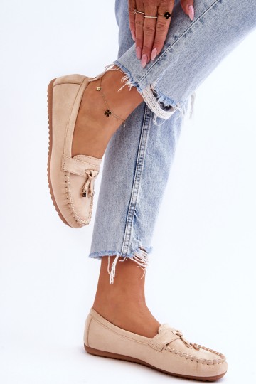 Klasikiniai zomšiniai mokasinai, smėlio spalvos