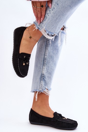 Klasikiniai zomšiniai mokasinai juodi