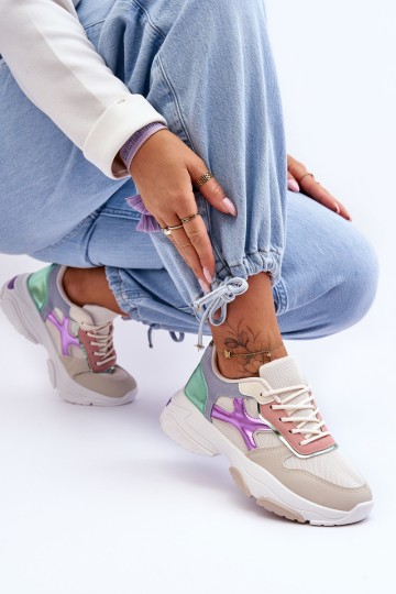 Women's Lace-up Sneakers Beige-green Cortes 2