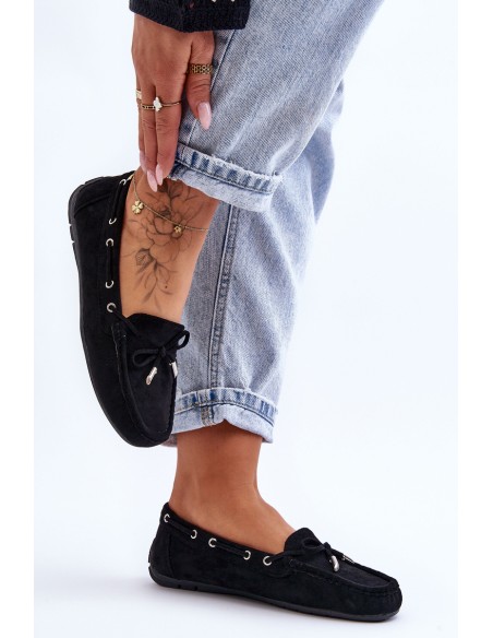 Women's Suede Loafers Black Si Passione