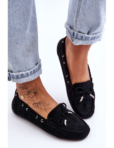 Women's Suede Loafers Black Si Passione