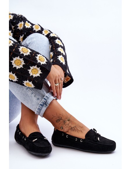 Women's Suede Loafers Black Si Passione