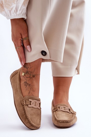 Madingi zomšiniai mokasinai, rudi Rabell