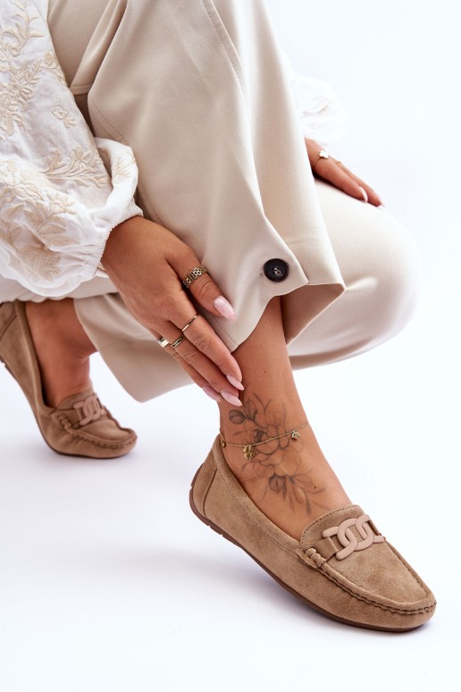 Madingi zomšiniai mokasinai, rudi Rabell