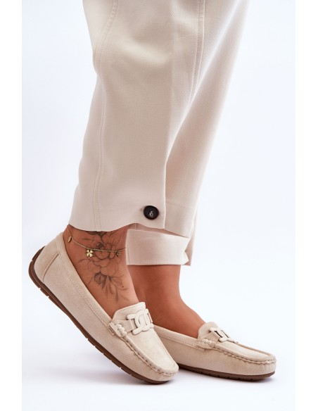 Women's Stylish Suede Moccasins Beige Rabell