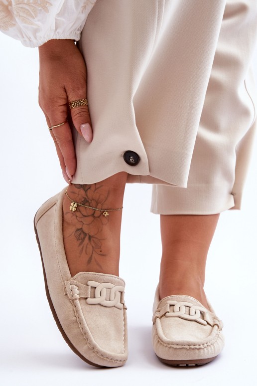 Women's Stylish Suede Moccasins Beige Rabell