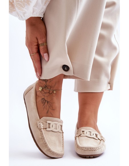 Women's Stylish Suede Moccasins Beige Rabell