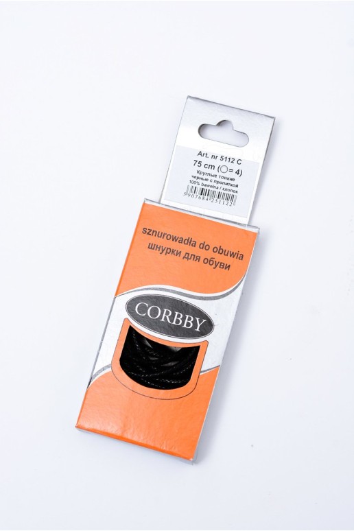 Corbby Black Waxed Thin Laces