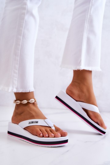 Moteriškos šlepetės ant platformos Big Star JJ274A333 Balta