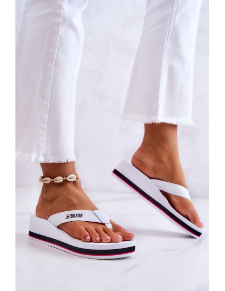 Women's flip-flops on the wedge Big Star JJ274A333 White