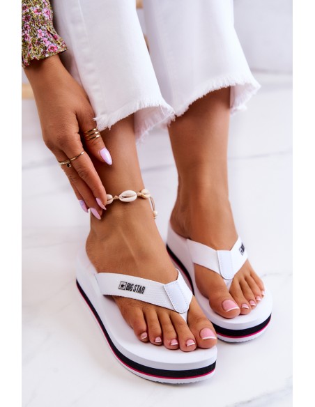 Women's flip-flops on the wedge Big Star JJ274A333 White