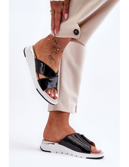 Lacquered Low Heel Clogs S.Barski AL22469 Black