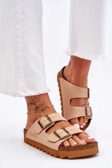 Klasikinės moteriškos BIG STAR šlepetės LL274478 smėlio spalvos