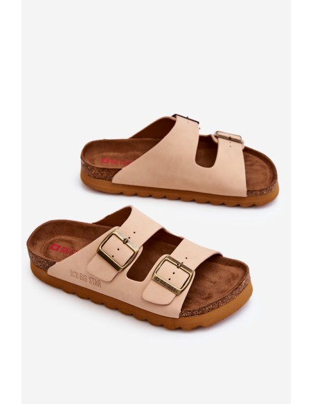 Klasikinės moteriškos BIG STAR šlepetės LL274478 smėlio spalvos