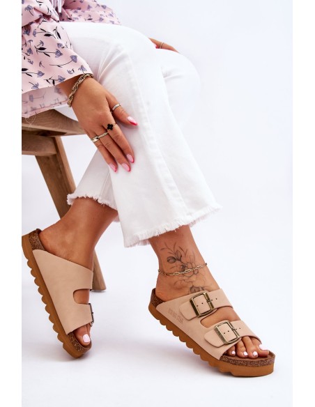 Klasikinės moteriškos BIG STAR šlepetės LL274478 smėlio spalvos