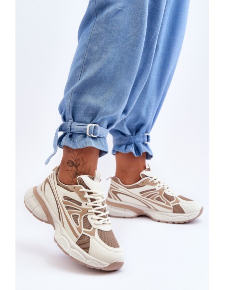 Women's Lace-Up Sports Shoes Beige Emare