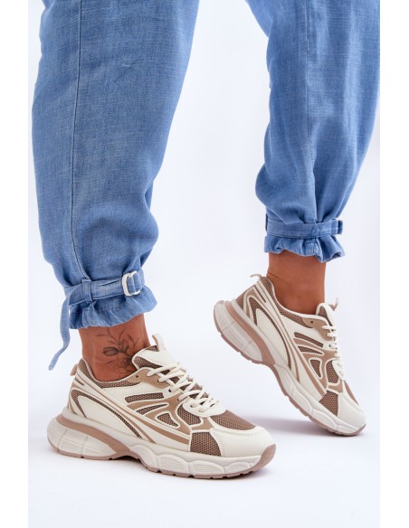 Women's Lace-Up Sports Shoes Beige Emare