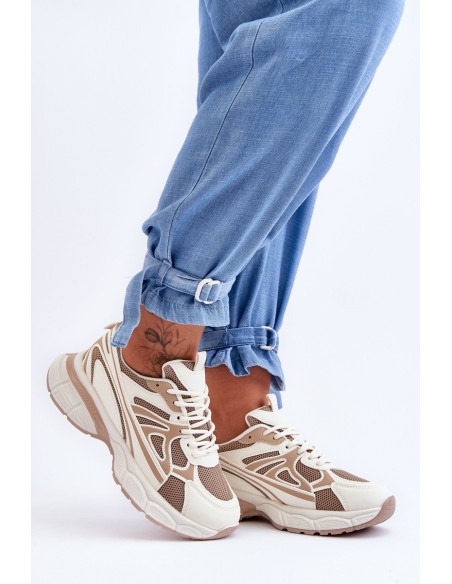 Women's Lace-Up Sports Shoes Beige Emare