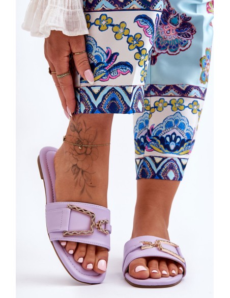 Women's Classic Slippers with Ornament Purple Impressive