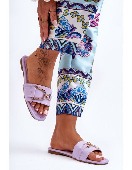 Women's Classic Slippers with Ornament Purple Impressive