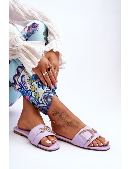 Women's Classic Slippers with Ornament Purple Impressive