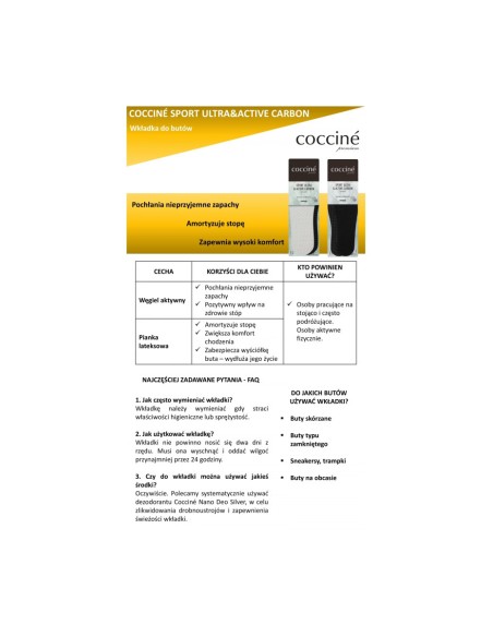 Coccine vidpadžiai Sport Ultra su aktyvia anglimi