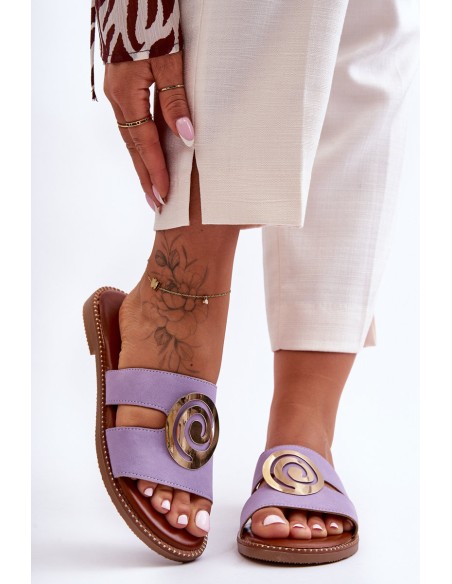 Stylish Slippers With Mirrored Decoration Violet Deep Breath