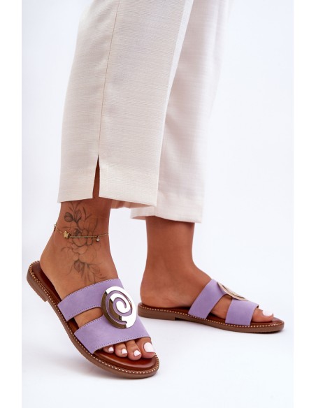 Stylish Slippers With Mirrored Decoration Violet Deep Breath