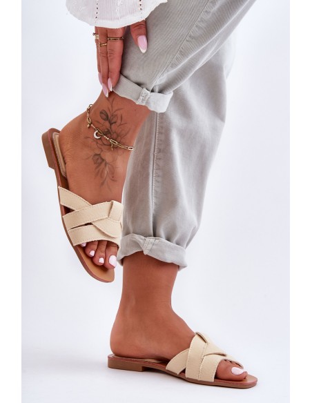 Women's Material Slippers Beige Aversa