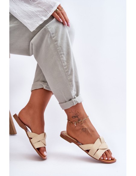 Women's Material Slippers Beige Aversa