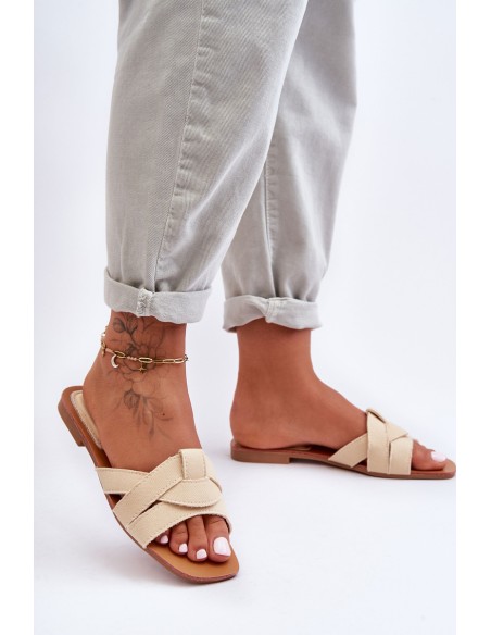 Women's Material Slippers Beige Aversa