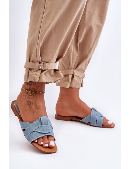 Women's Fabric Slippers Light Blue Aversa