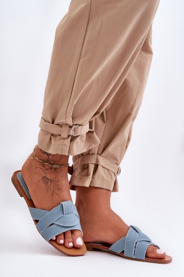 Women's Fabric Slippers Light Blue Aversa 2