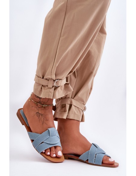 Women's Fabric Slippers Light Blue Aversa