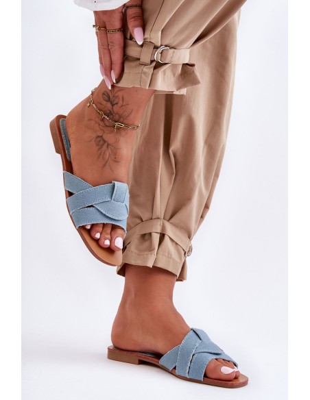 Women's Fabric Slippers Light Blue Aversa